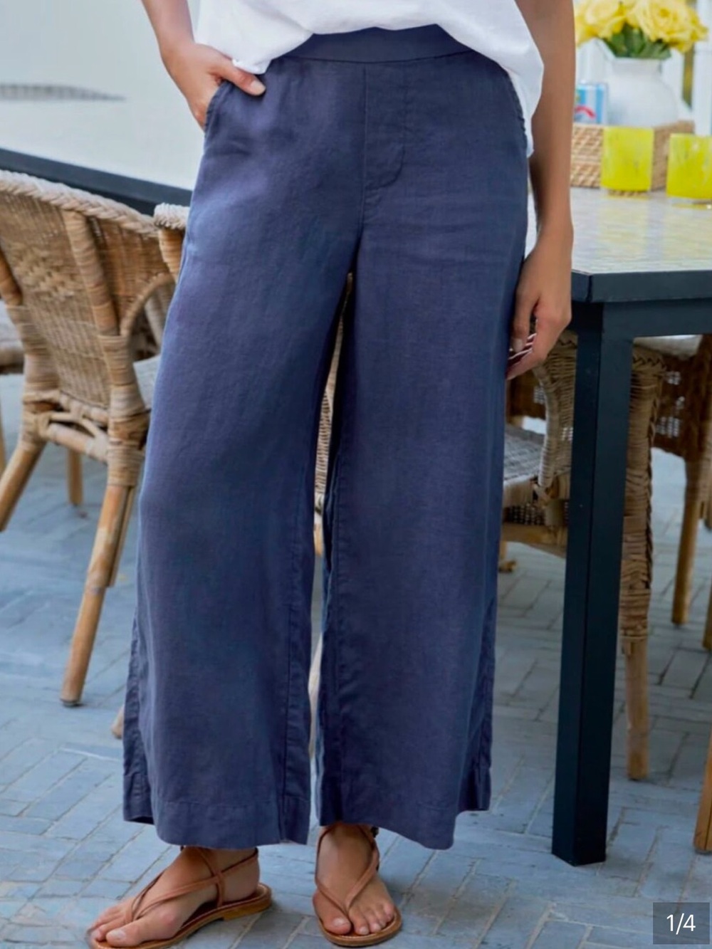 ⭐️Frank & Eileen Maisie Pull On Crop Linen Pant in Navy ⭐️